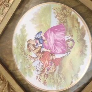 2 Fragonard Victorian style Porcelain Paintings framed. Velvet under Porcelain.